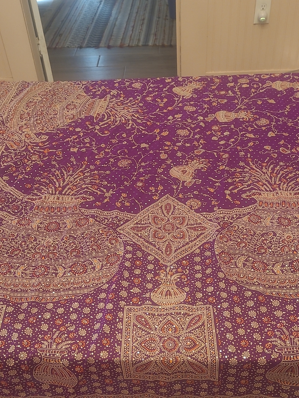 Purple Floral Print Women’s Saree